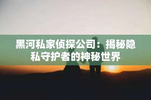 黑河私家侦探公司：揭秘隐私守护者的神秘世界