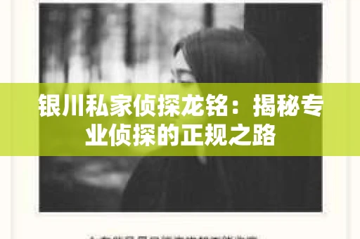 银川私家侦探龙铭：揭秘专业侦探的正规之路