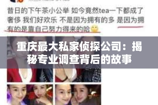 重庆最大私家侦探公司：揭秘专业调查背后的故事